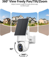 Gianteye 5G&2.4GHz Security Cameras Wireless Outdoor, 2K Cameras for Home Security, Solar & Battery Powered Security Camera Outdoor, Color Night Vision, PTZ Human Detection