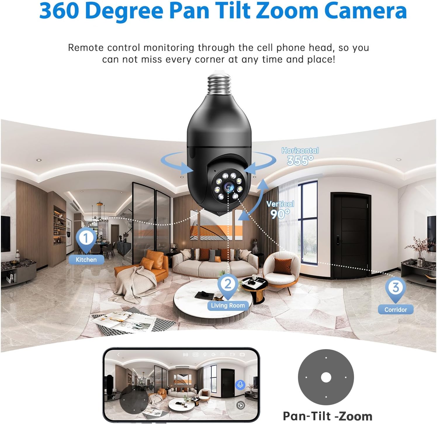 2K Light Bulb Security Camera