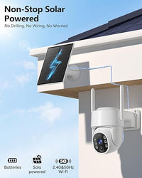 Gianteye 5G&2.4GHz Security Cameras Wireless Outdoor, 2K Cameras for Home Security, Solar & Battery Powered Security Camera Outdoor, Color Night Vision, PTZ Human Detection