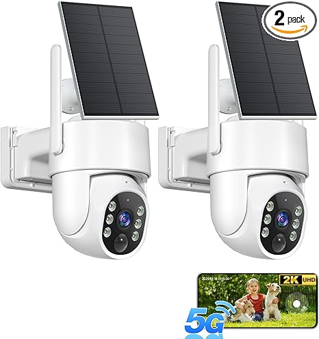 Gianteye 5G&2.4GHz Security Cameras Wireless Outdoor, 2K Cameras for Home Security, Solar & Battery Powered Security Camera Outdoor, Color Night Vision, PTZ Human Detection